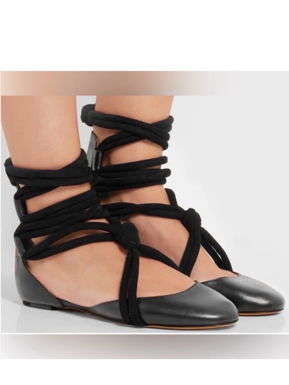 Isabel Marant Lois leather lace up ballet flat, black women’s size 7 (37)
